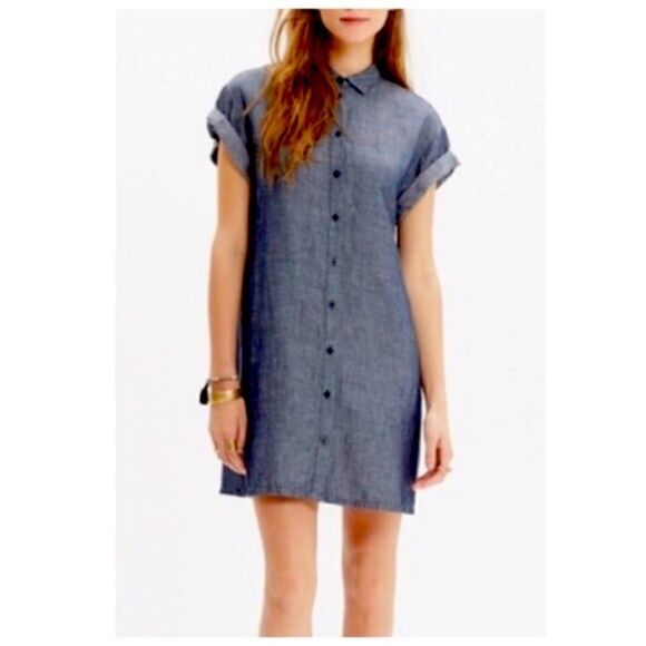 Madewell | Chambray Linen Tunic Dress Size Small - Picture 1 of 7
